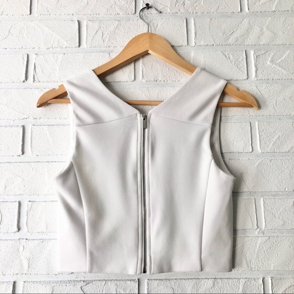 Dynamite white exposed zipper sleeveless crop top - Picture 5 of 8